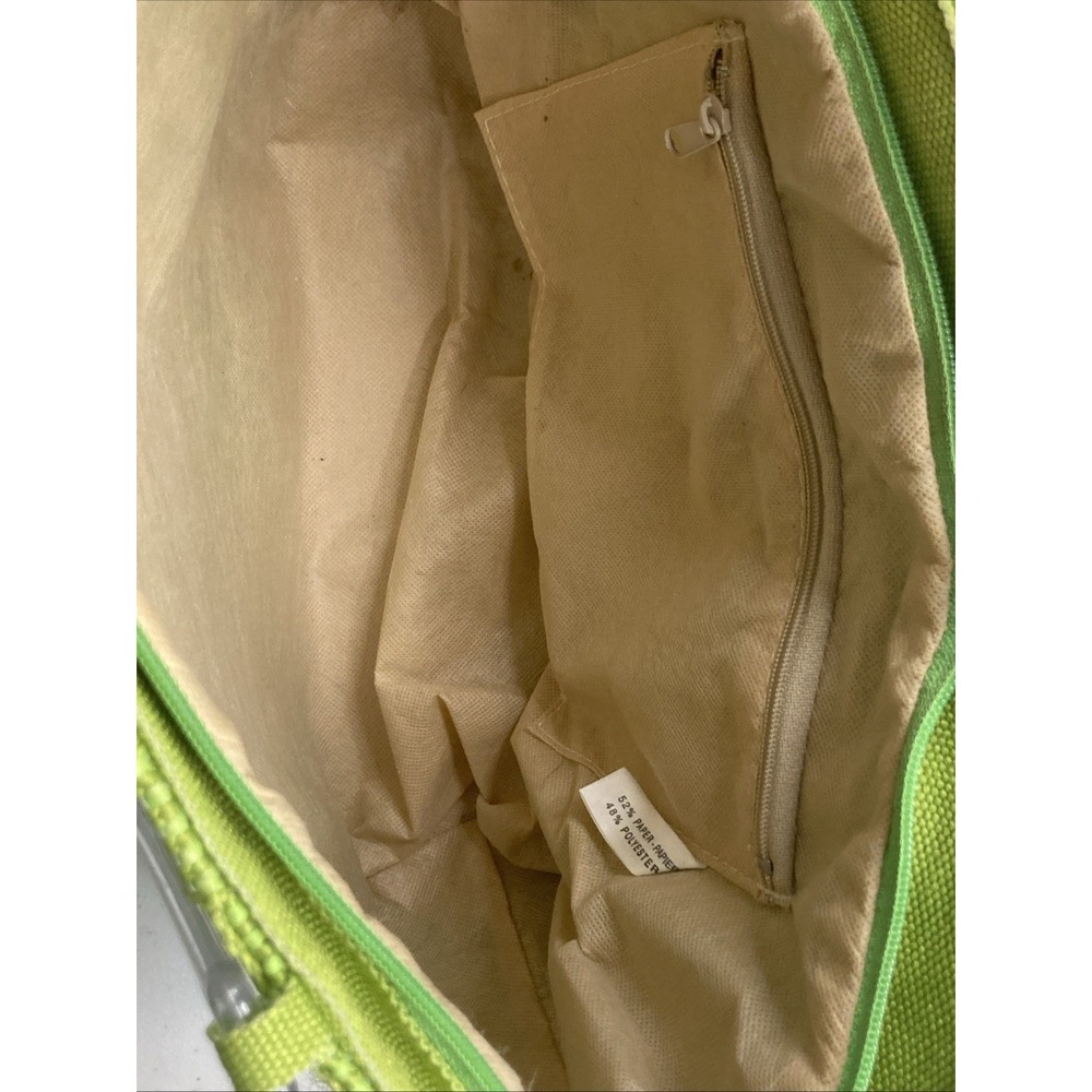 Vtg M&G Bertini Italy Seatbelt Woven Handbag Purse Lucite Handles Lime Green - Picture 11 of 15